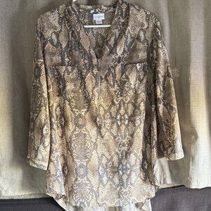 Jaclyn Smith Tan Snakeskin Blouse XL